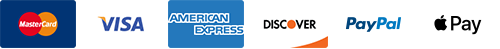 รับชำระด้วย Visa Mastercard American Express Discover PayPal และ Apple Pay